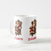 Santa Zittend in een Comfortabele Stoel Kerstmis Koffiemok (Voorkant links)
