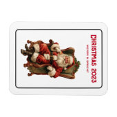 Santa Zittend in een Comfortabele Stoel Kerstmis Magneet (Horizontaal)