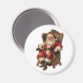  Santa Zittend in een Comfortabele Stoel Kerstmis Magneet (Voorkant / Achterkant)