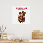 Santa Zittend in een Comfortabele Stoel Kerstmis Poster (Keuken)