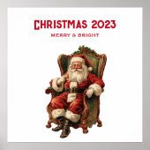 Santa Zittend in een Comfortabele Stoel Kerstmis Poster (Voorkant)