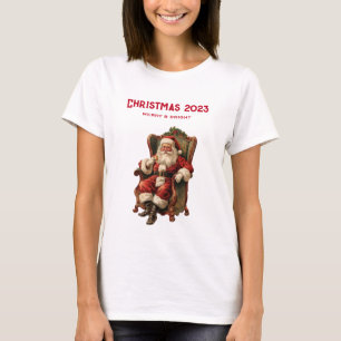 Santa Zittend in een Comfortabele Stoel Kerstmis T-shirt
