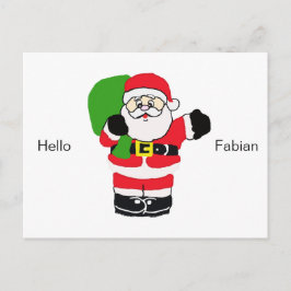Santa zwaaien met groet en naam feestdagenkaart