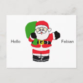 Santa zwaaien met groet en naam feestdagenkaart (Voorkant)