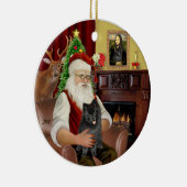 Santa-Zwarte Pomeranian Keramisch Ornament (Rechts)