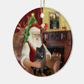 Santa-Zwarte Pomeranian Keramisch Ornament (Links)