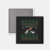 Santaaa Dinosaur Horrelijk Kersttrui  Magneet (Voorkant / Achterkant)