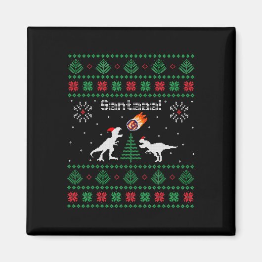 Santaaa Dinosaur Horrelijk Kersttrui  Magneet (Voorkant)