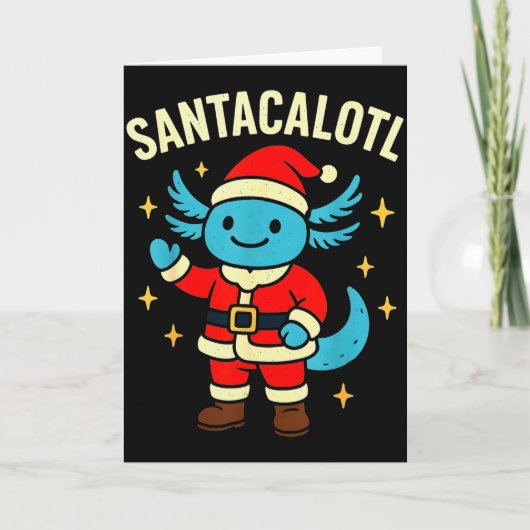 Santacalotl Kerstman Schattige Blauwe Axolotl Nieu Kaart (Voorkant)