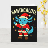 Santacalotl Kerstman Schattige Blauwe Axolotl Nieu Kaart (Gele Bloem)