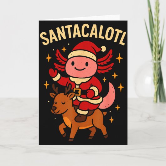 Santacalotl Santa Claus Cute Axolotl Snow Reindeer Kaart (Voorkant)