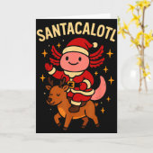 Santacalotl Santa Claus Cute Axolotl Snow Reindeer Kaart (Gele Bloem)