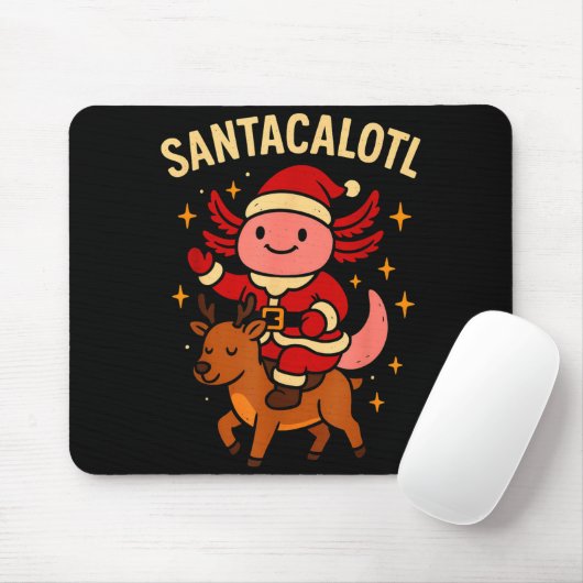 Santacalotl Santa Claus Cute Axolotl Snow Reindeer Muismat (Met muis)