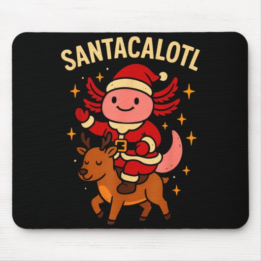 Santacalotl Santa Claus Cute Axolotl Snow Reindeer Muismat (Voorkant)