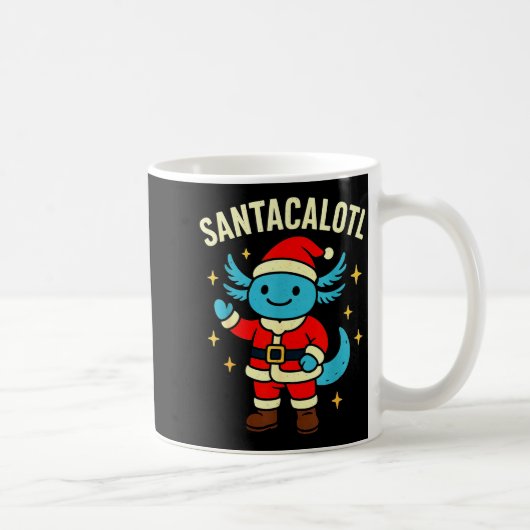 Santacalotl Santa Claus Cute Blue Axolotl New Year Koffiemok (Rechts)