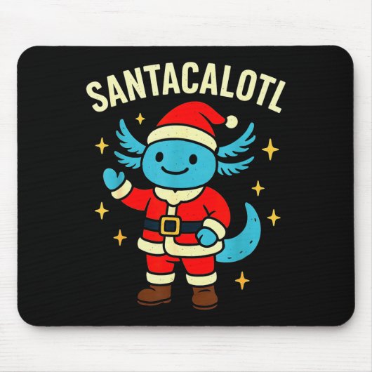 Santacalotl Santa Claus Cute Blue Axolotl New Year Muismat (Voorkant)