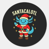Santacalotl Santa Claus Cute Blue Axolotl New Year Ronde Sticker (Voorkant)