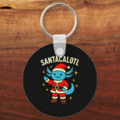 Santacalotl Santa Claus Cute Blue Axolotl New Year Sleutelhanger (Voorkant)