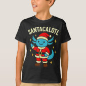 Santacalotl Santa Claus Cute Blue Axolotl New Year T-shirt (Voorkant)