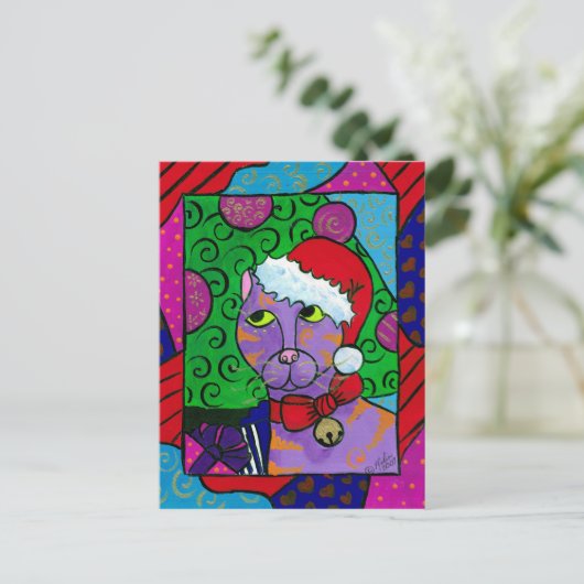 SantaCat Feestdagenkaart (Staand voorkant)