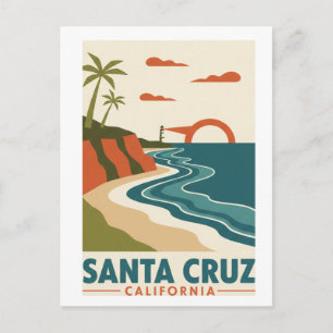 SantaCruz Californië Mid-Century Modern kaartstijl Briefkaart
