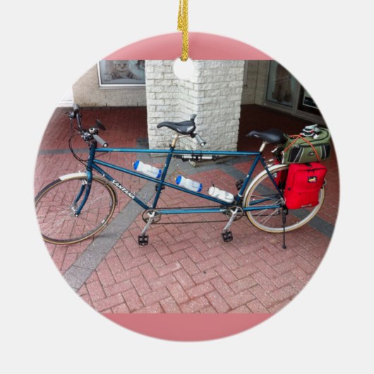 Santana Tantem Bicycle Keramisch Ornament (Achterkant)