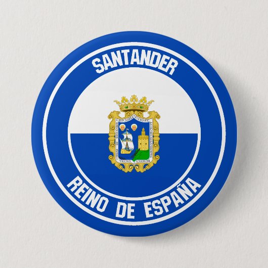 Santander Round Emblem Ronde Button 7,6 Cm (Voorkant)