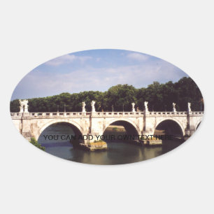 Sant'Angelo Bridge in Rome, Italië Ovale Sticker