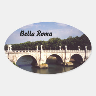 Sant'Angelo Bridge in Rome, Italië Ovale Sticker