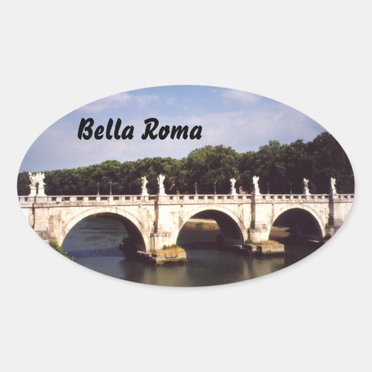 Sant'Angelo Bridge in Rome, Italië Ovale Sticker (Voorkant)