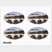 Sant'Angelo Bridge in Rome, Italië Ovale Sticker (Vel)