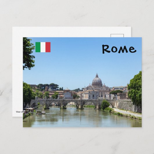 Sant'Angelo-brug en de Sint-Pietersbasiliek - Rome Briefkaart (Voorkant / Achterkant)
