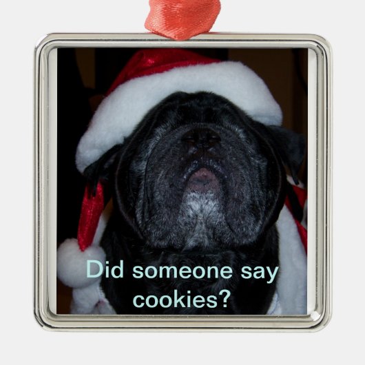 SantaPug Metalen Ornament (Voorkant)