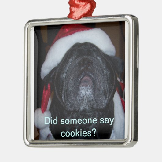 SantaPug Metalen Ornament (Links)
