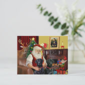 Santa's 2 Labradors (zwart) Feestdagenkaart (Staand voorkant)