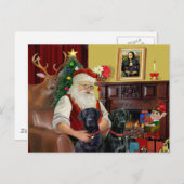 Santa's 2 Labradors (zwart) Feestdagenkaart (Voorkant / Achterkant)