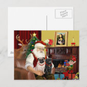 Santa's 2 Pugs (fawn + zwart) Feestdagenkaart (Voorkant / Achterkant)