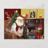 Santa's 2 Pugs (fawn + zwart) Feestdagenkaart (Voorkant)