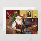 Santa's 2 Teckels (b-t) Feestdagenkaart (Voorkant / Achterkant)