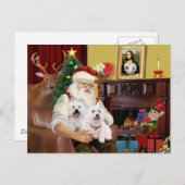 Santa's 2 Westies Feestdagenkaart (Voorkant / Achterkant)
