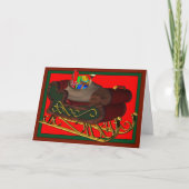 Santa's 3D Sleigh - Christmas Card Feestdagen Kaart (Voorkant)