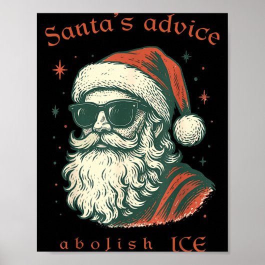 Santa's Advice Abolish Ice Christmas Immigration A Poster (Voorkant)