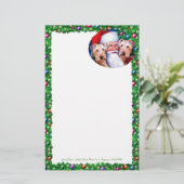 Santa's Airedale Terriers met Kerstmis Briefpapier (Staand voorkant)