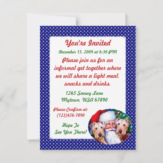 Santa's Airedale Terriers met Kerstmis Kaart (Achterkant)