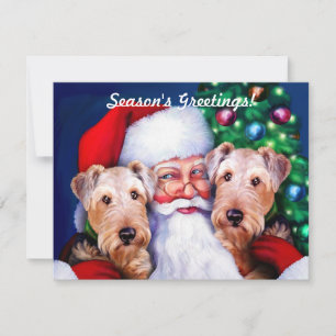 Santa's Airedale Terriers met Kerstmis Kaart