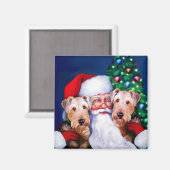 Santa's Airedale Terriers met Kerstmis Magneet (Voorkant / Achterkant)