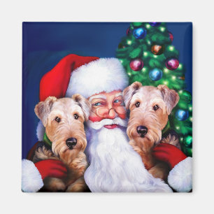 Santa's Airedale Terriers met Kerstmis Magneet
