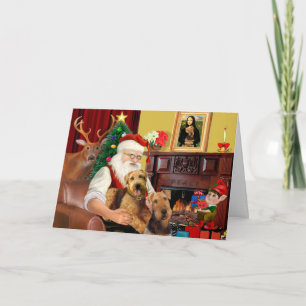 Santa's Airedales Feestdagen Kaart