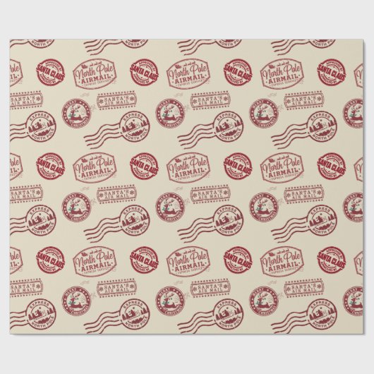 Santa's Airmail Red Classic Postmark Cadeaupapier (Vlak)
