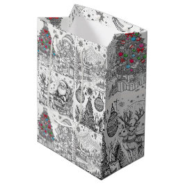 Santa's Artistic Playtime Gift Bag Medium Cadeauzakje